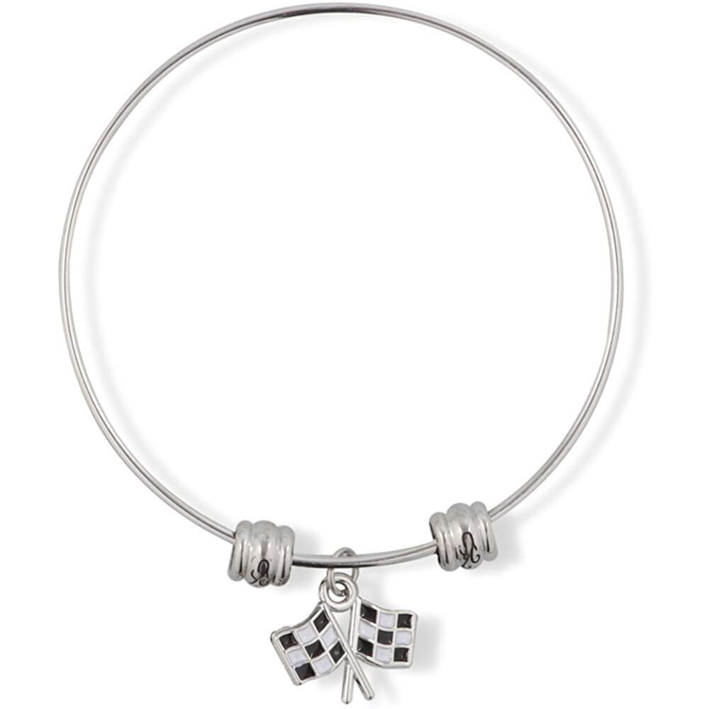Checkered Flags Racing Finish Line Bangle Bracelet - Picture 1 of 4